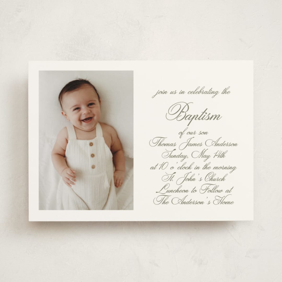 "Walden" - Baptism and Christening Invitations in Fern by Megan Davis - Front