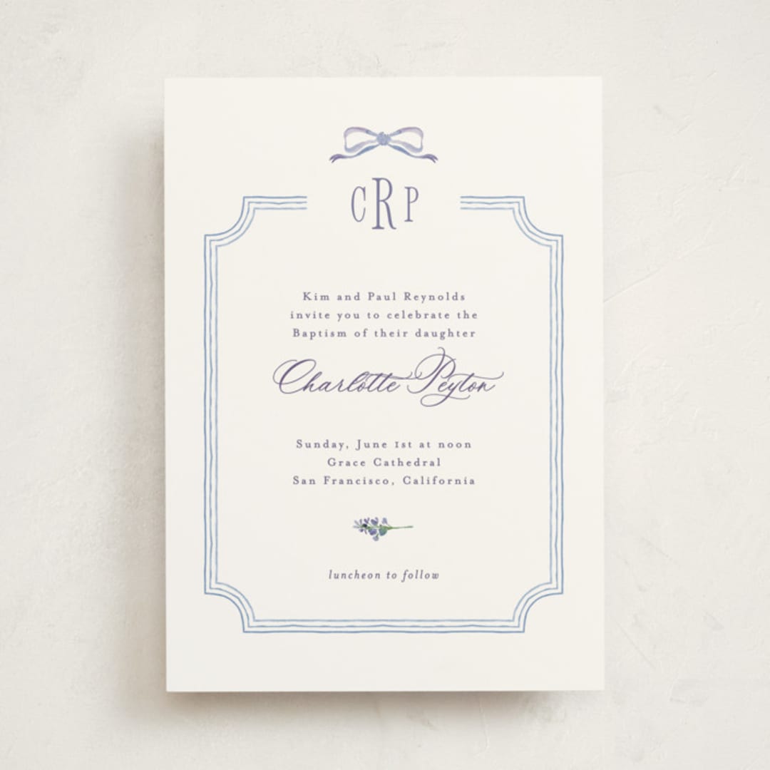 "Lavender" - Baptism and Christening Invitations in Tuscany by Claudia Orengo - Front