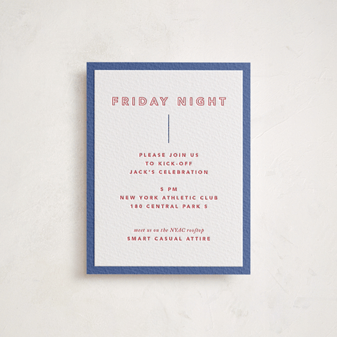 "Color Tone" - Letterpress Bar and Bat Mitzvah Direction Cards in Scarlet by Kindred Fields - Front