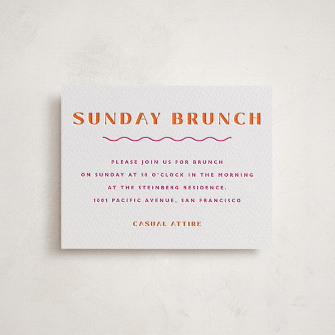 "Tanti Baci" - Letterpress Bar and Bat Mitzvah Direction Cards in Neon Pink by Olivia Raufman - Front