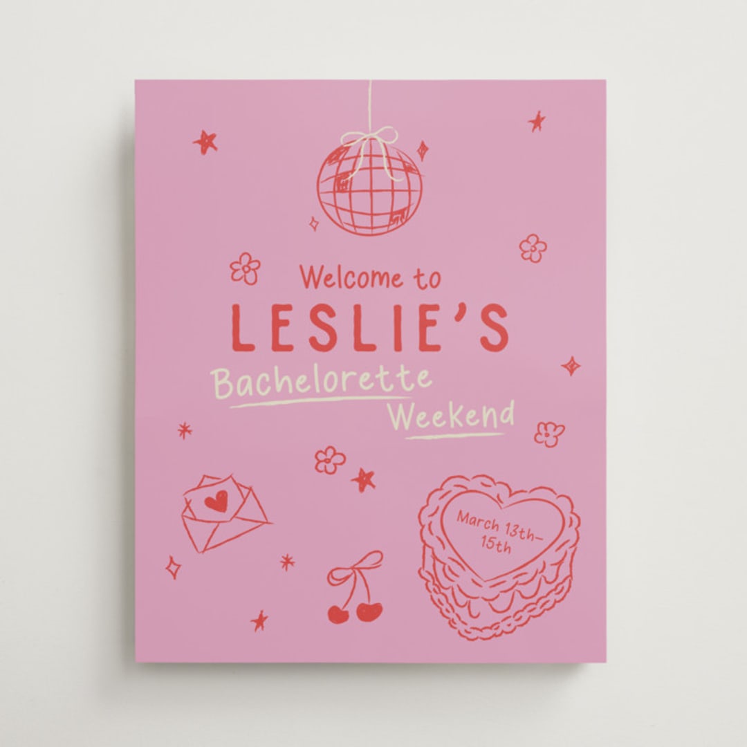 "Dancing Queen" - Wedding Party Signs in Pretty in Pink by Helena Vitto - Front