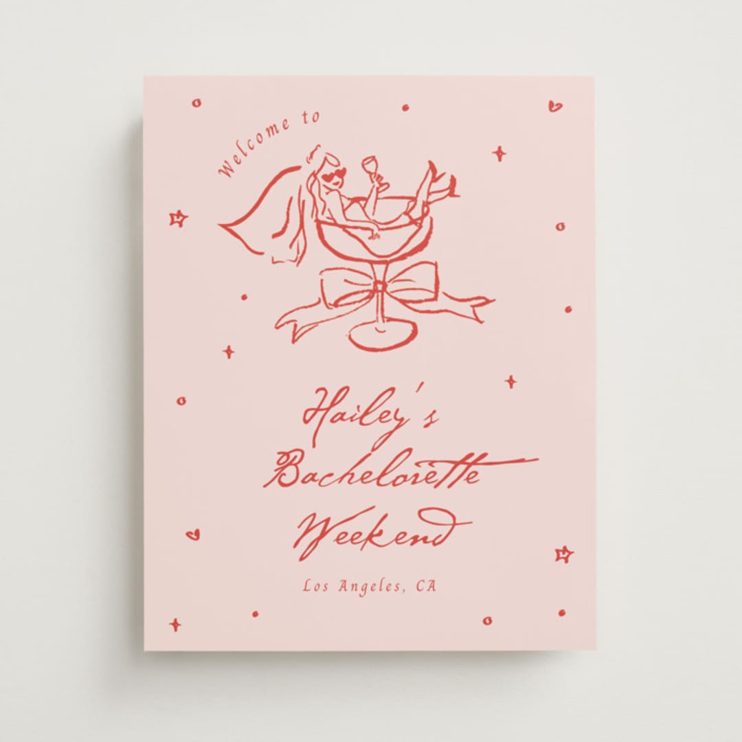 "Cheers to Love" - Wedding Party Signs in Scarlet by Cass Loh - Front