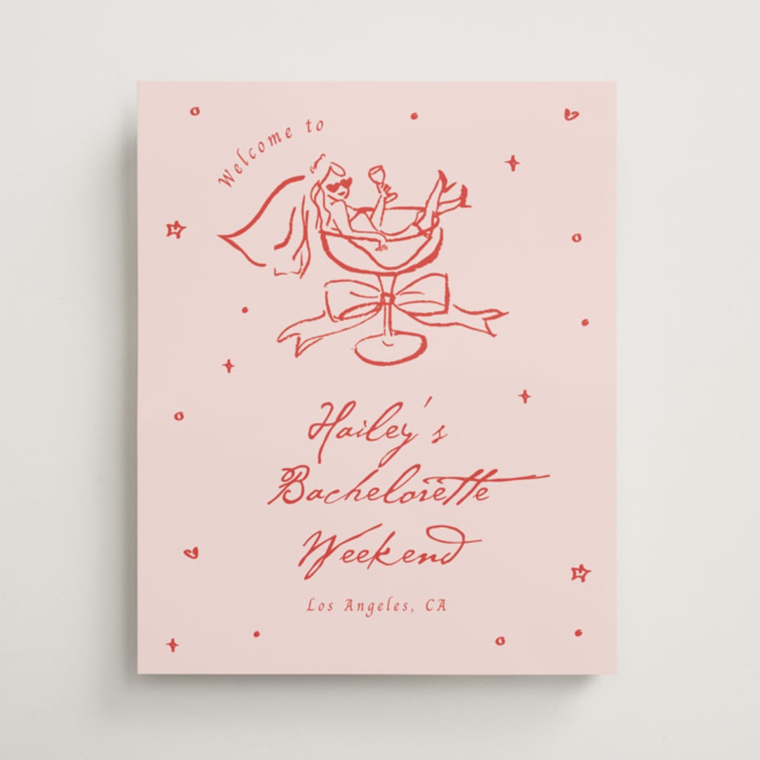 "Cheers to Love" - Wedding Party Signs in Scarlet by Cass Loh - Front