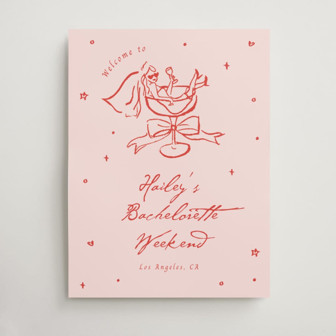 "Cheers to Love" - Wedding Party Signs in Scarlet by Cass Loh - Front