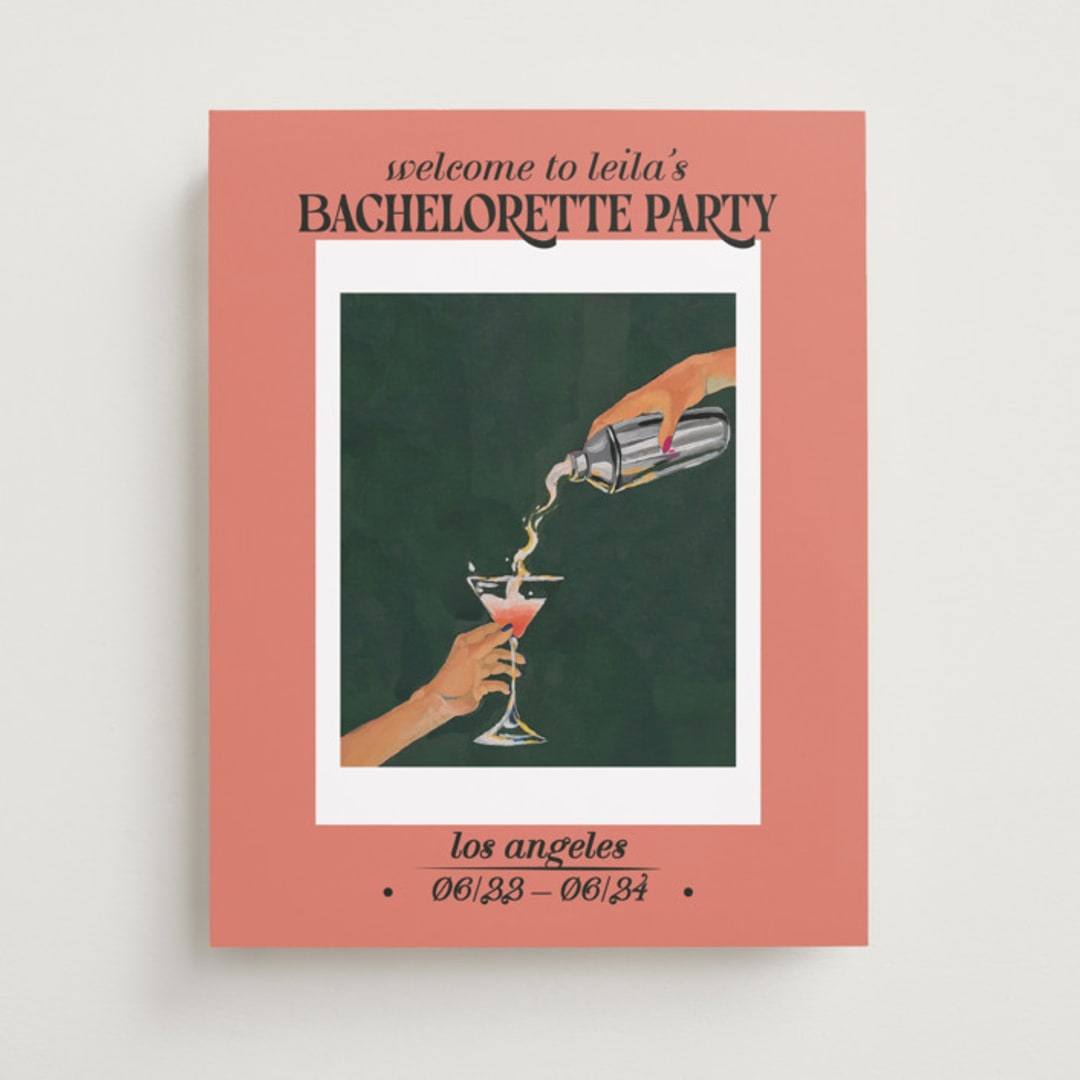 "voulez-vous pink and green" - Wedding Party Signs in Coral by RM Design Works - Front