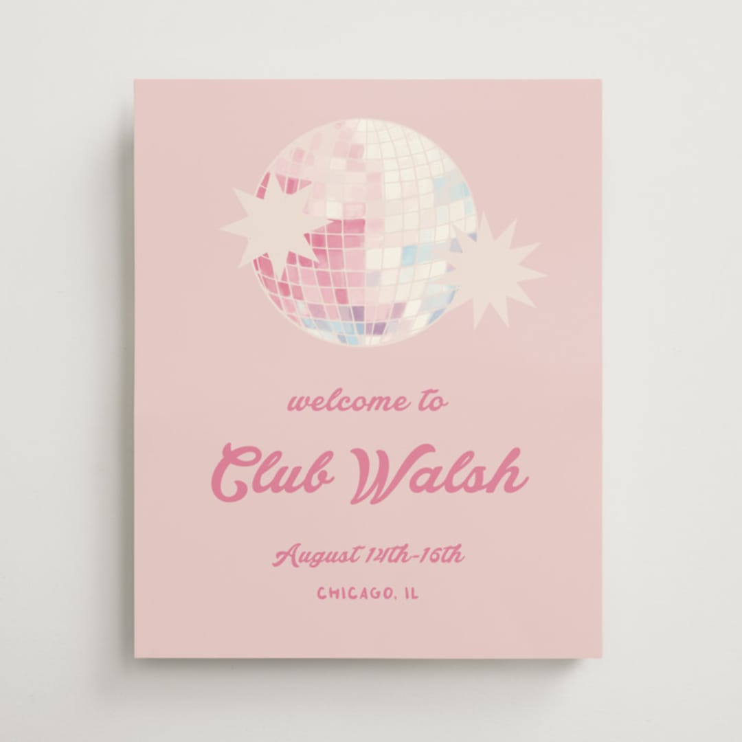 "Disco cowgirl" - Bridal Shower Signs in Azalea by Creo Study - Front