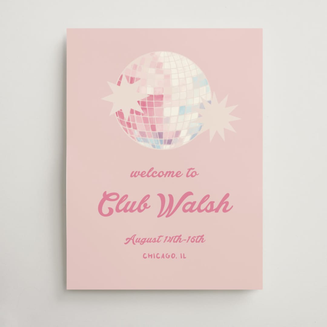 "Disco cowgirl" - Bridal Shower Signs in Azalea by Creo Study - Front