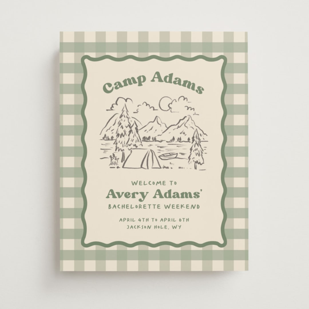 "Camp" - Wedding Party Signs in Sage by Creo Study - Front