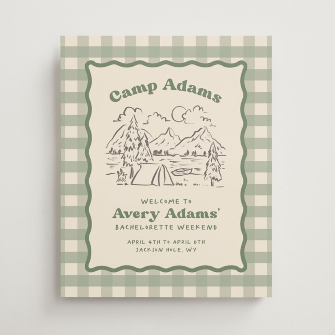 "Camp" - Wedding Party Signs in Sage by Creo Study - Front