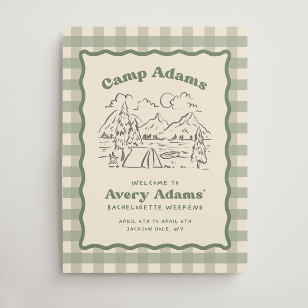 "Camp" - Wedding Party Signs in Sage by Creo Study - Front