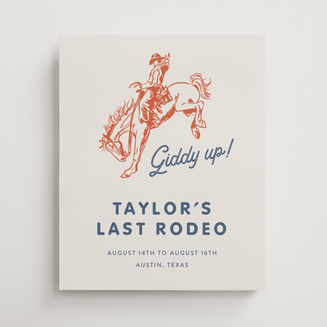 "Giddy Up" - Wedding Party Signs in Cobalt by Erin Hodges - Front