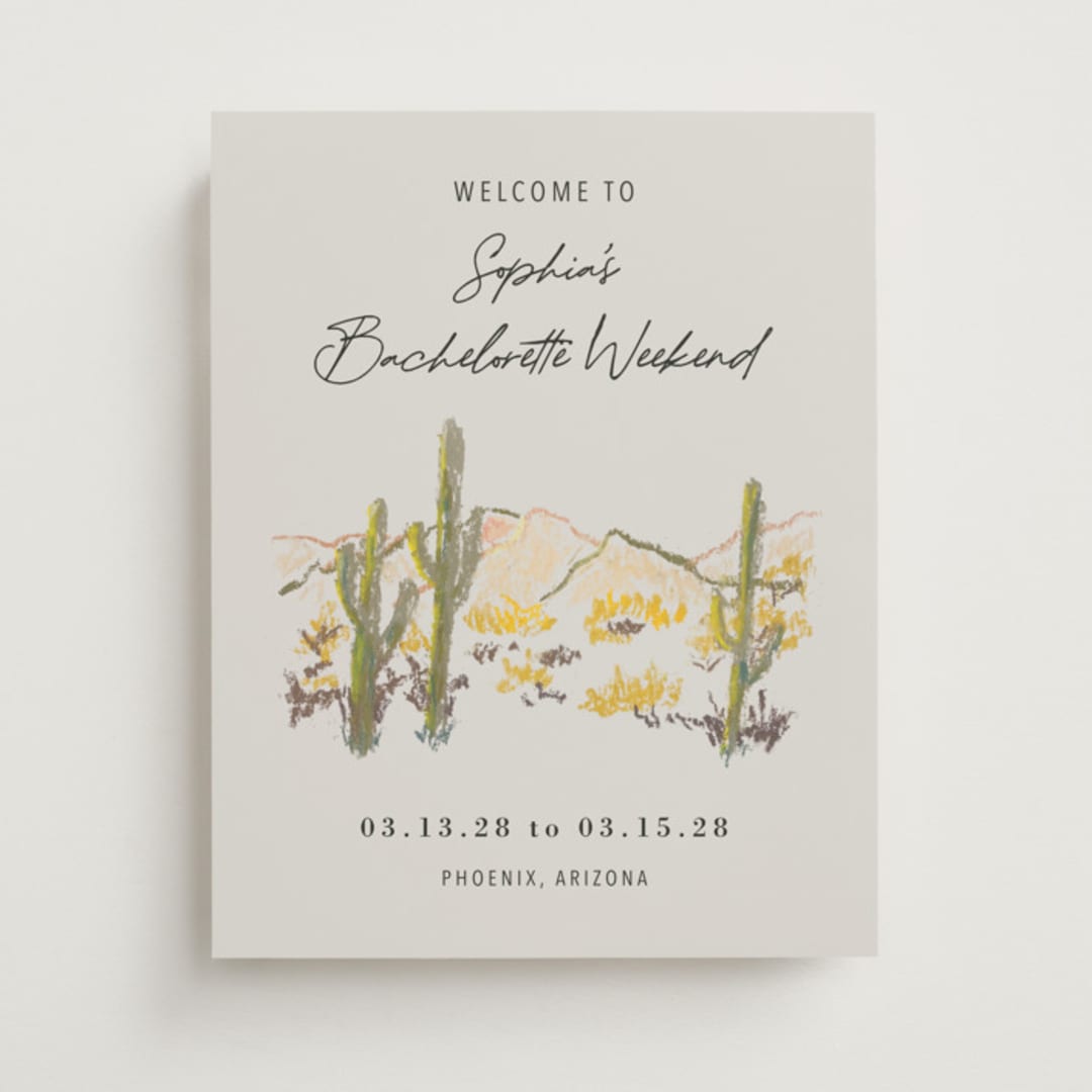 "desert crayon drawing" - Bridal Shower Signs in Olive by Cass Loh - Front
