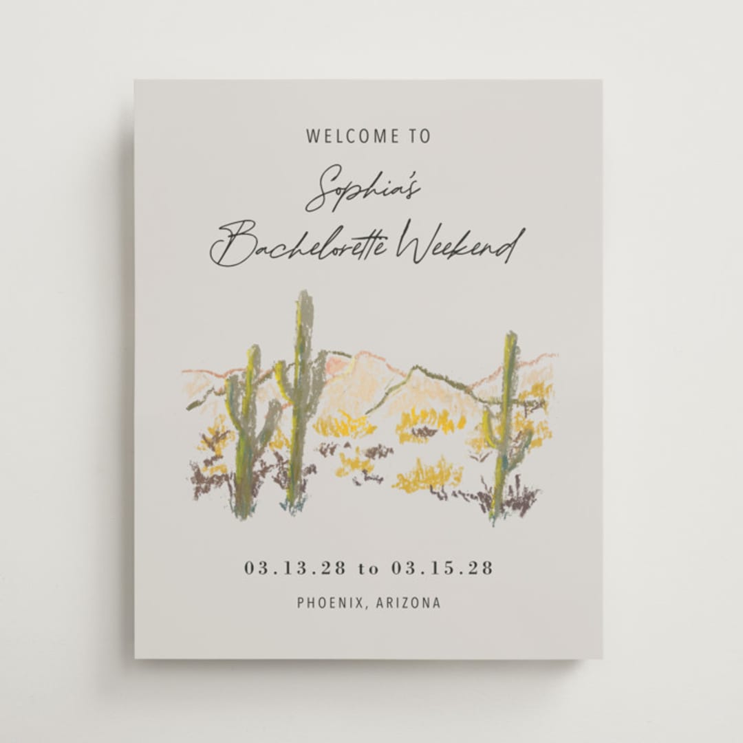 "desert crayon drawing" - Bridal Shower Signs in Olive by Cass Loh - Front