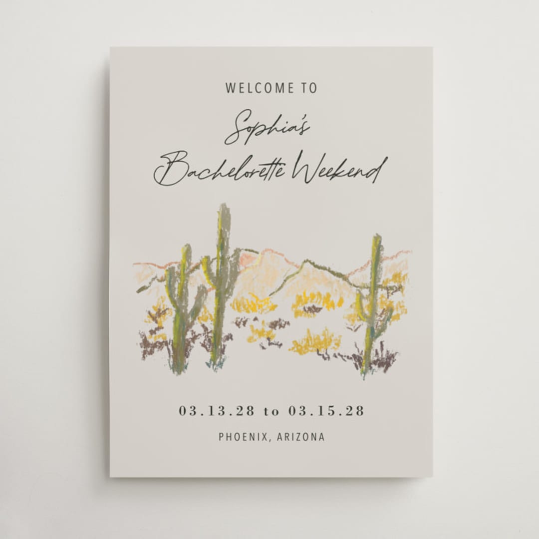 "desert crayon drawing" - Wedding Party Signs in Olive by Cass Loh - Front