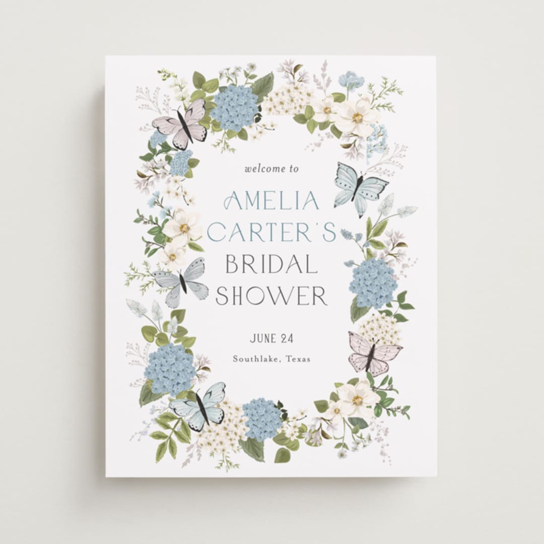 "Garden Love" - Wedding Party Signs in Periwinkle by Susan Moyal - Front