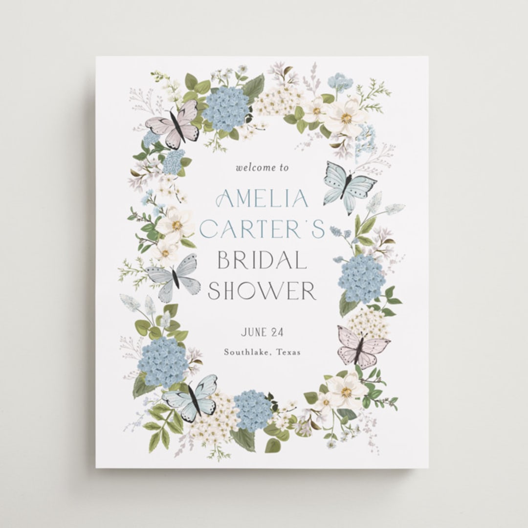 "Garden Love" - Wedding Party Signs in Periwinkle by Susan Moyal - Front