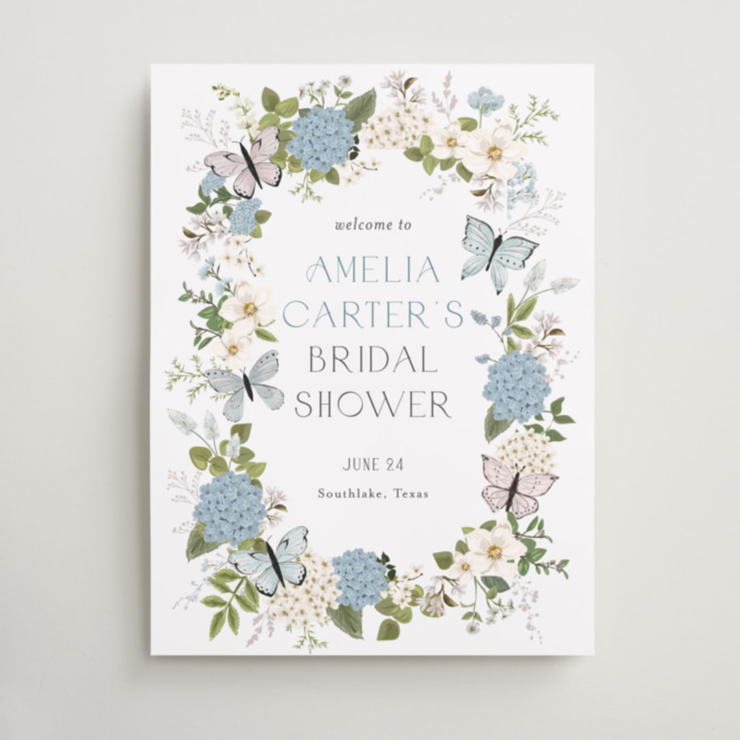 "Garden Love" - Wedding Party Signs in Periwinkle by Susan Moyal - Front