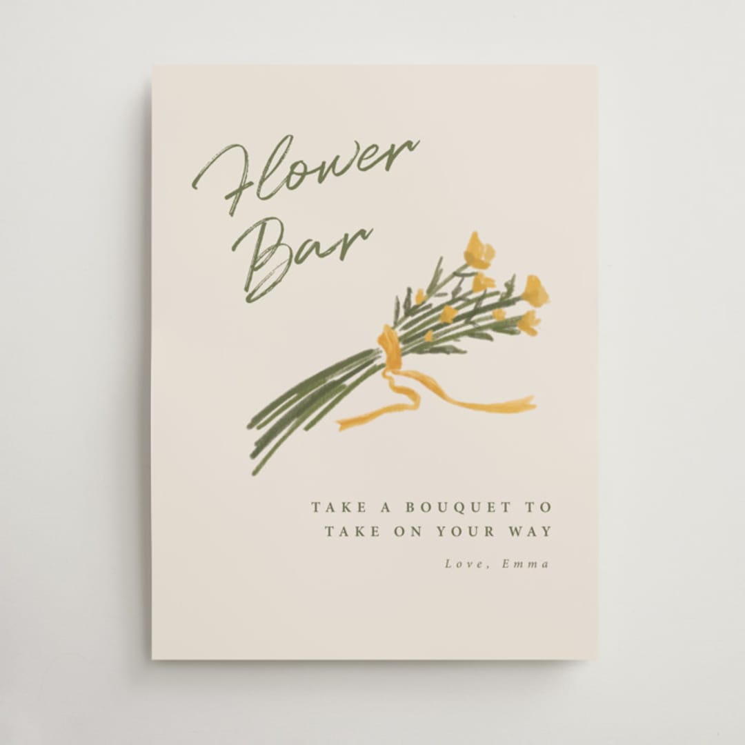 "Pencil Bouquet" - Wedding Party Signs in Cream by Adelyn T. - Front