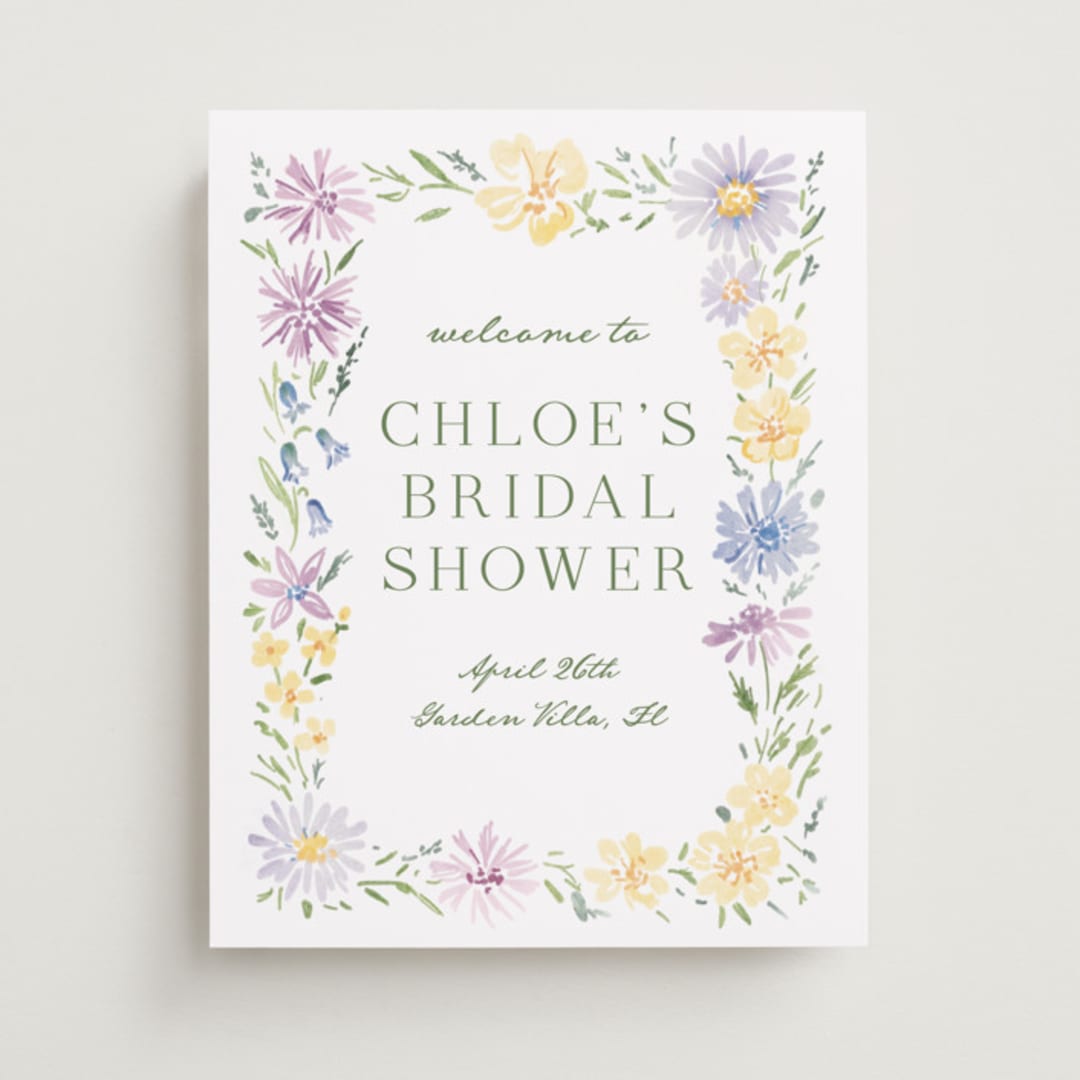 "Wild Flowers" - Wedding Party Signs in Meadow by Petra Kern - Front