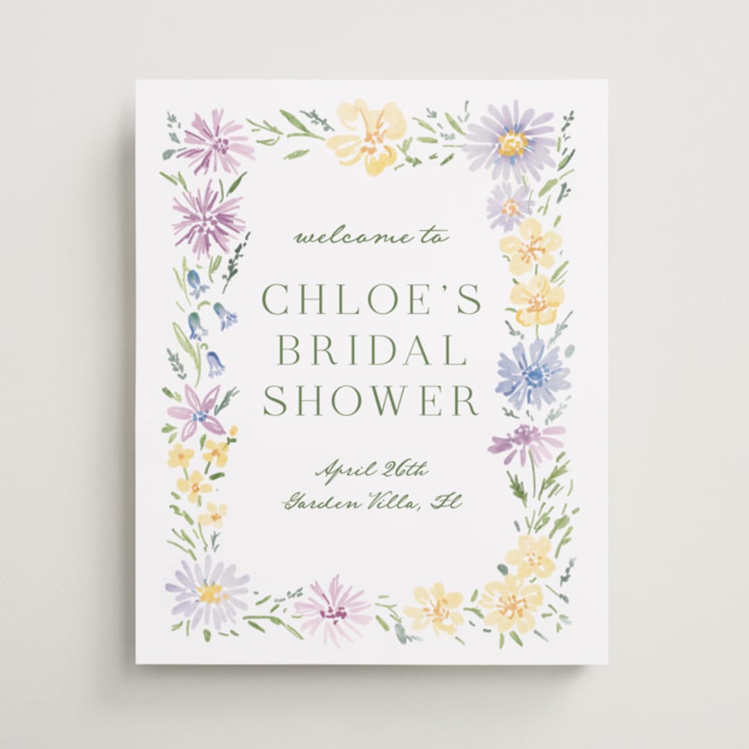 "Wild Flowers" - Wedding Party Signs in Meadow by Petra Kern - Front