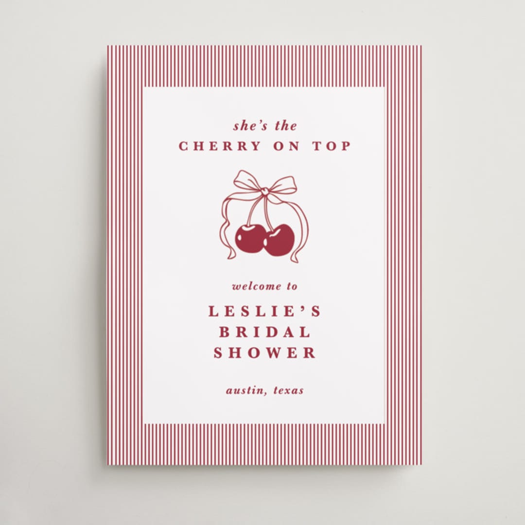 "Classic Cherries" - Wedding Party Signs in Bing Cherry by Charter Oaks Creative - Front