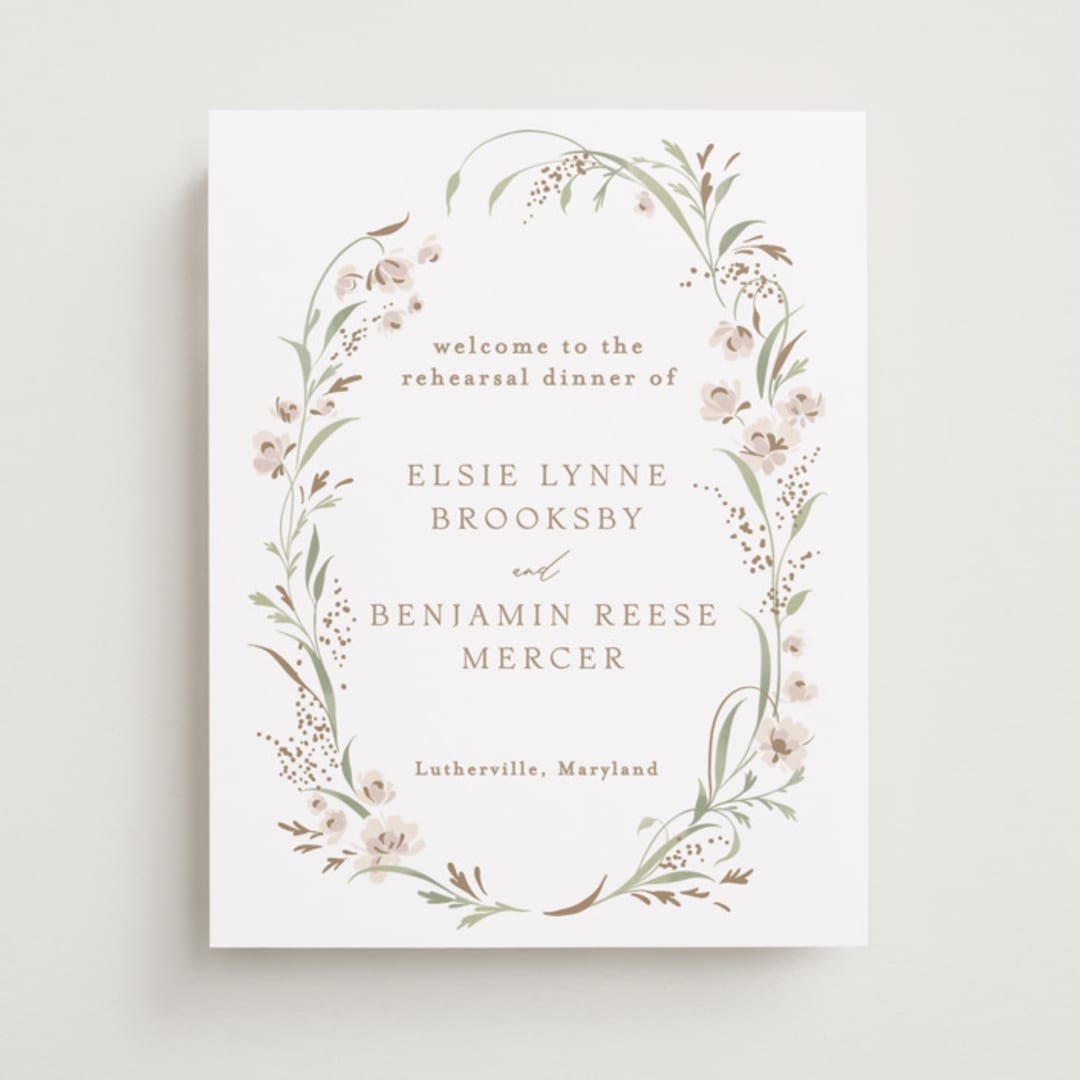 "Meadow" - Wedding Party Signs in Spring Mist by Erin L. Wilson - Front
