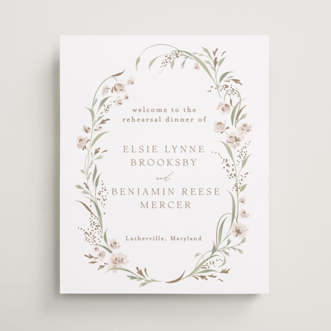 "Meadow" - Wedding Party Signs in Spring Mist by Erin L. Wilson - Front