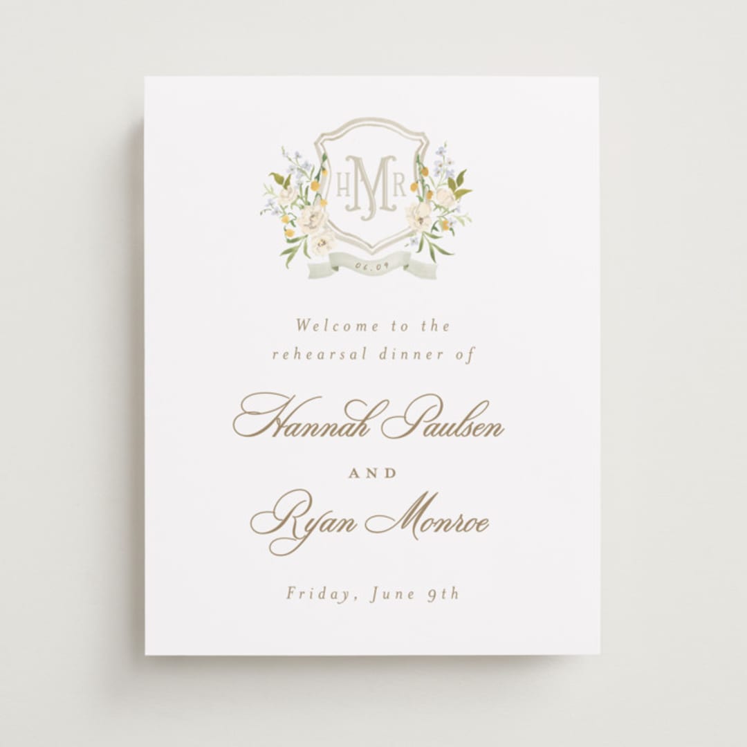 "Avalon" - Wedding Party Signs in Chiffon by Everett Paper Goods - Front