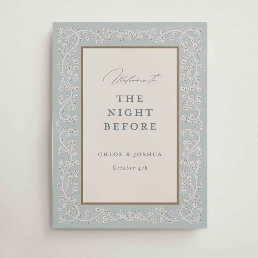 "Floral Romance" - Wedding Party Signs in Something Blue by Gwen Bedat - Front