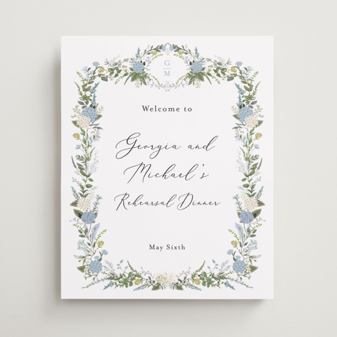 "Hydrangea Vine" - Wedding Party Signs in Coastal by Susan Moyal - Front