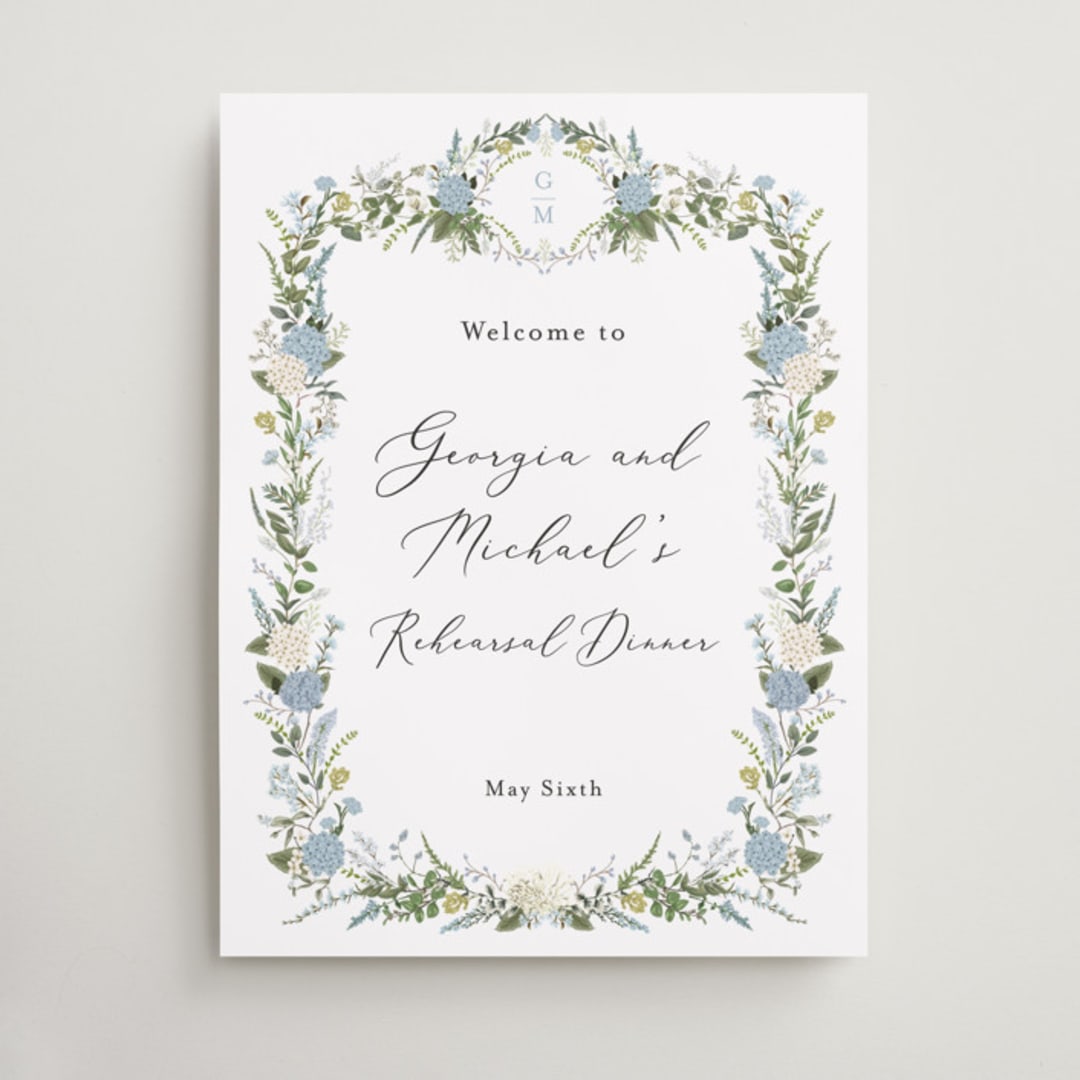 "Hydrangea Vine" - Wedding Party Signs in Coastal by Susan Moyal - Front