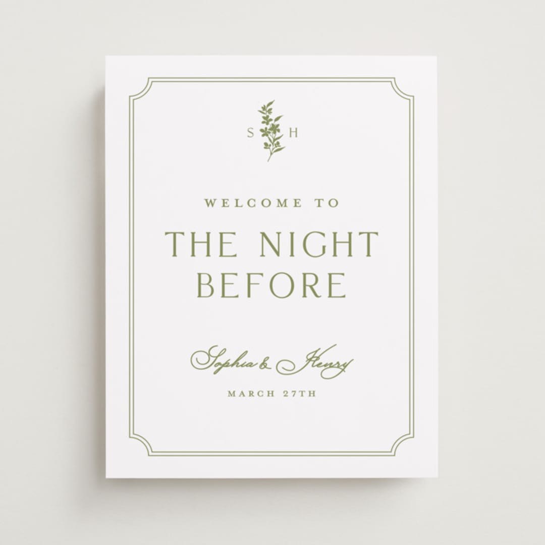 "Simply Elegant" - Wedding Party Signs in Pistachio by Yaling Hou Suzuki - Front