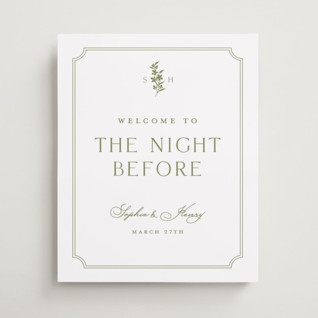 "Simply Elegant" - Wedding Party Signs in Pistachio by Yaling Hou Suzuki - Front
