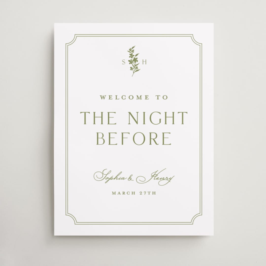 "Simply Elegant" - Wedding Party Signs in Pistachio by Yaling Hou Suzuki - Front