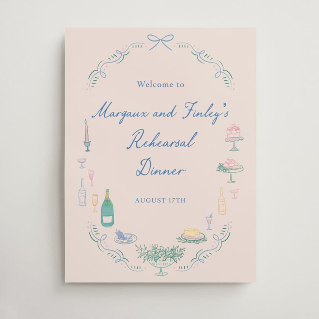 "Dining" - Wedding Party Signs in Pastel by Elly - Front