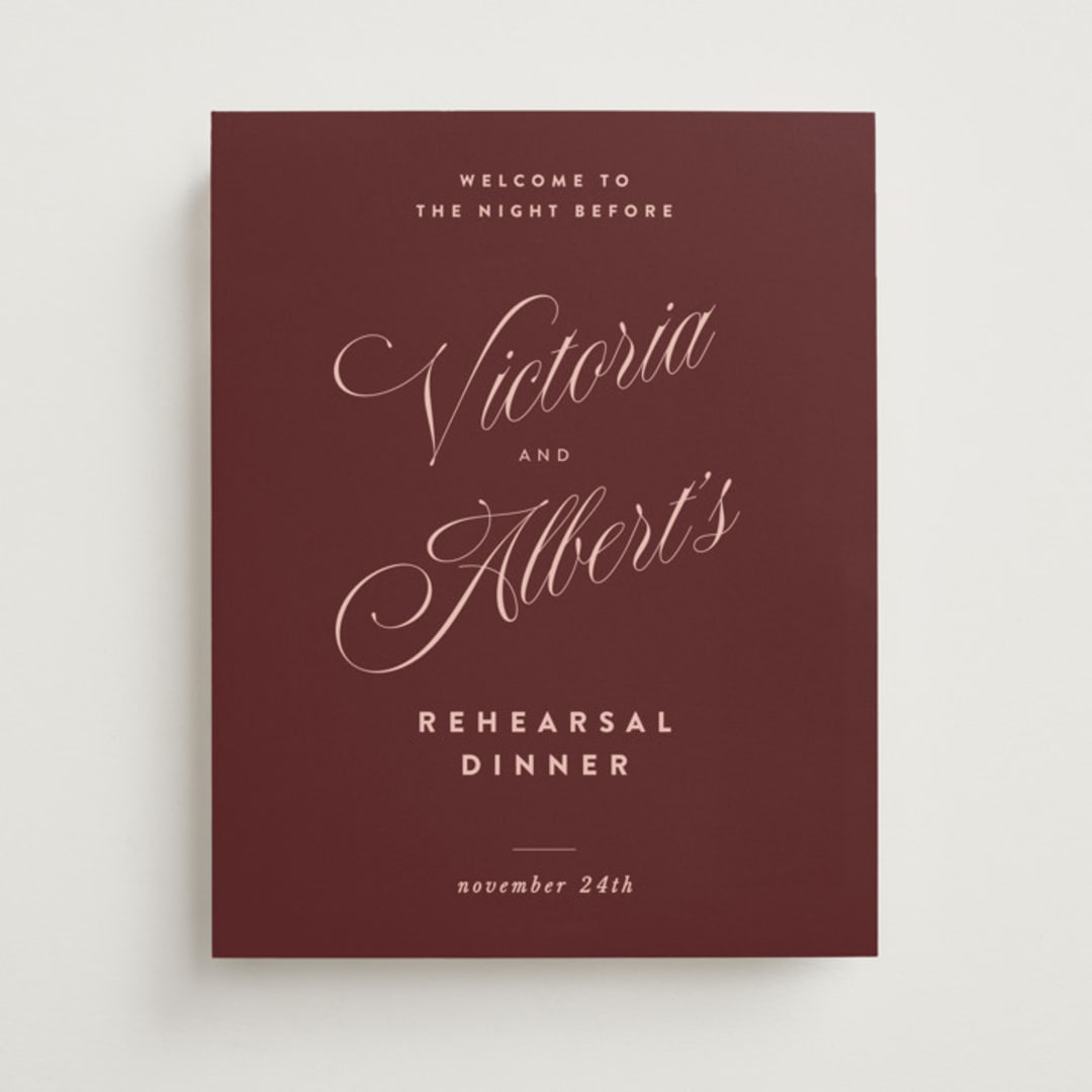 "Museum" - Wedding Party Signs in Burgundy by Nazia Hyder - Front