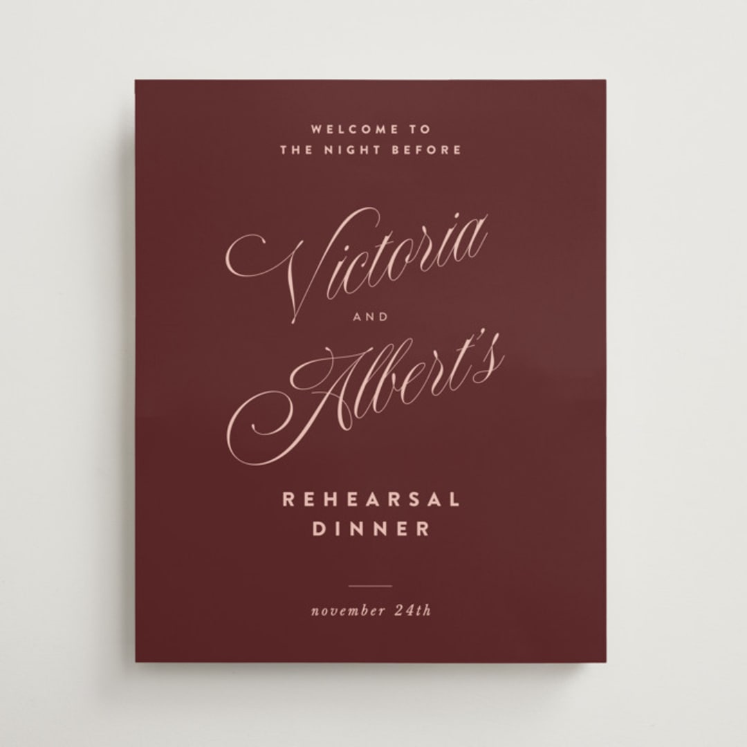 "Museum" - Wedding Party Signs in Burgundy by Nazia Hyder - Front