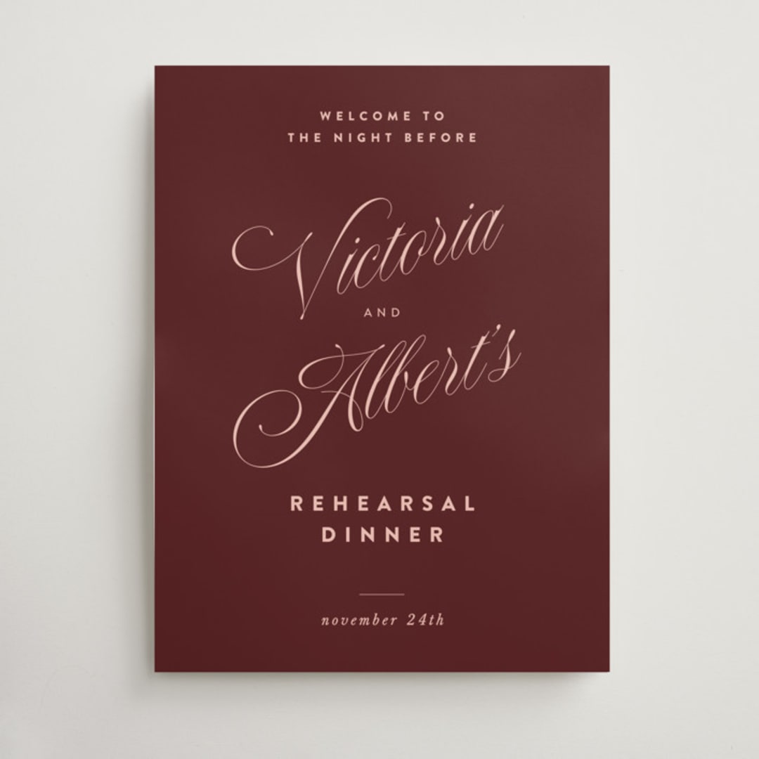 "Museum" - Wedding Party Signs in Burgundy by Nazia Hyder - Front