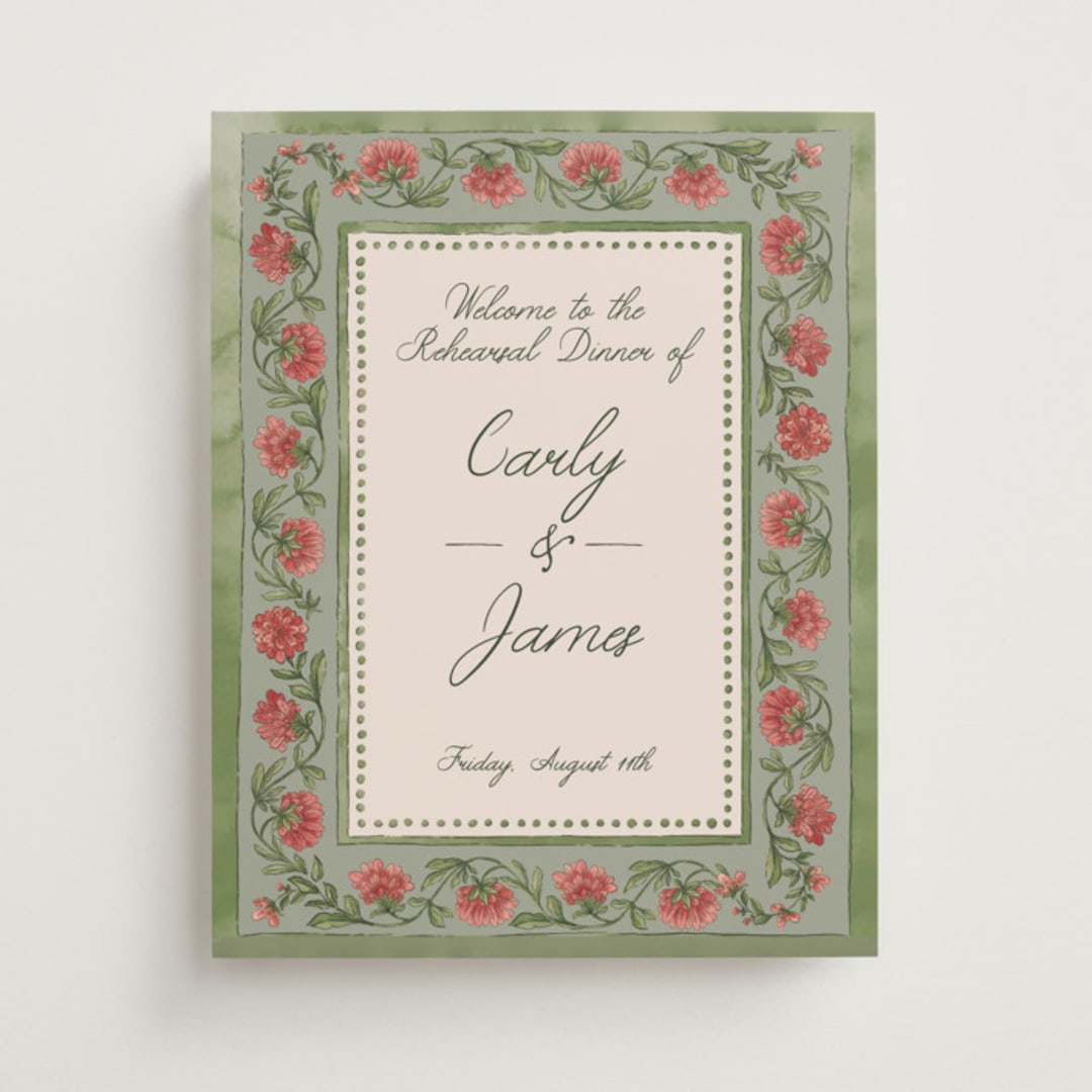 "Wedding Tapestry" - Wedding Party Signs in Coral Fern by Chris Griffith - Front