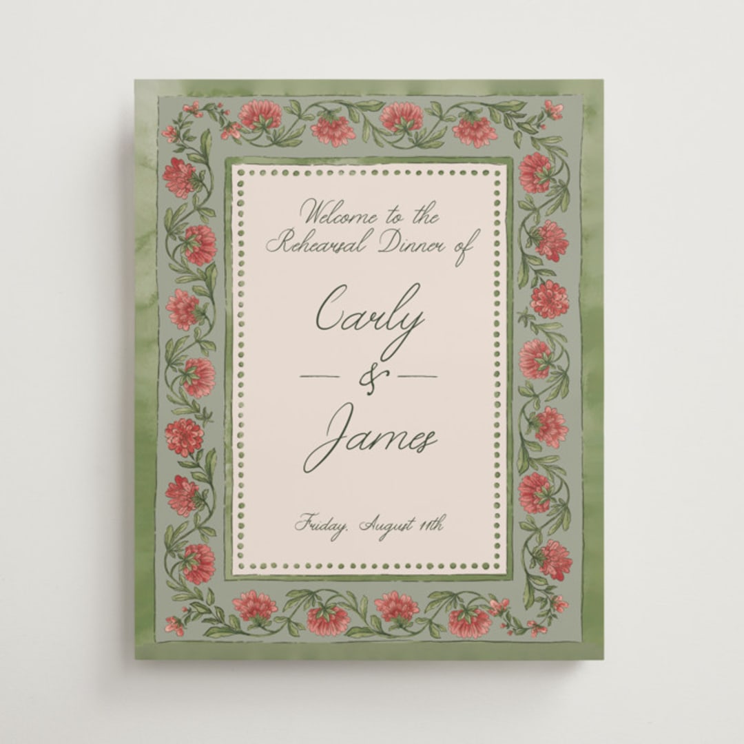 "Wedding Tapestry" - Wedding Party Signs in Coral Fern by Chris Griffith - Front