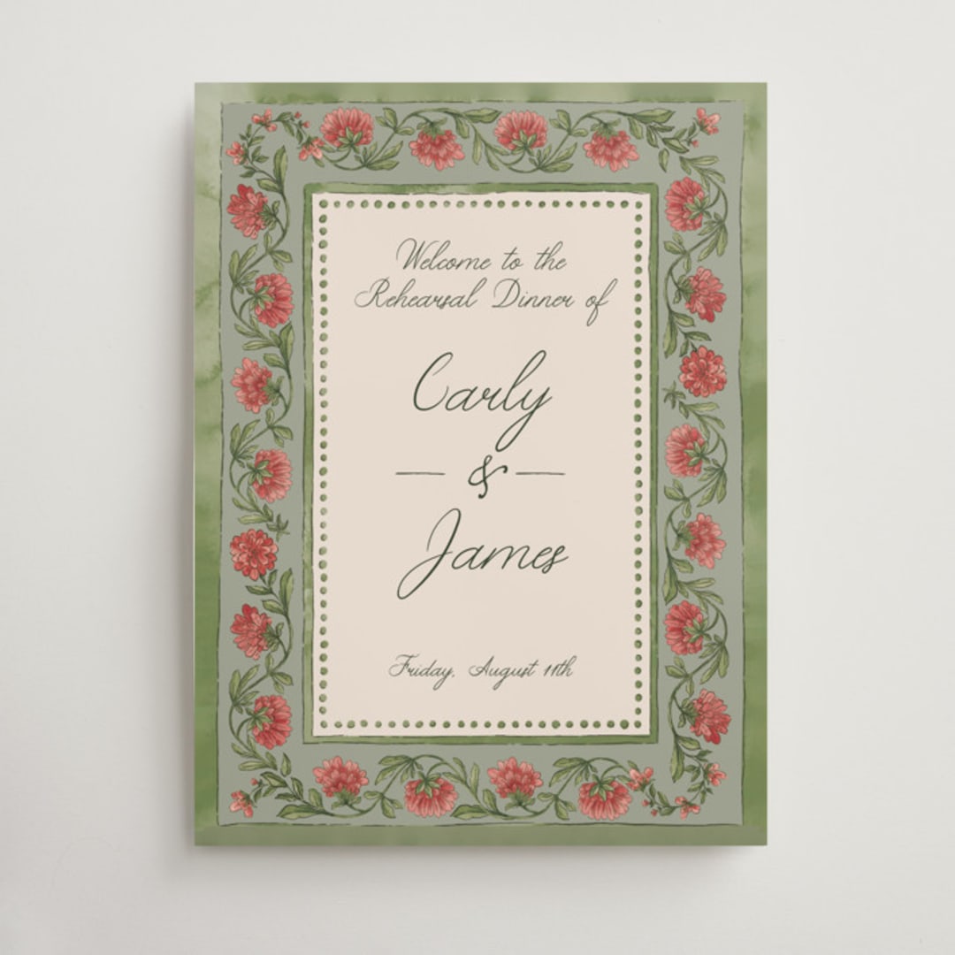 "Wedding Tapestry" - Wedding Party Signs in Coral Fern by Chris Griffith - Front