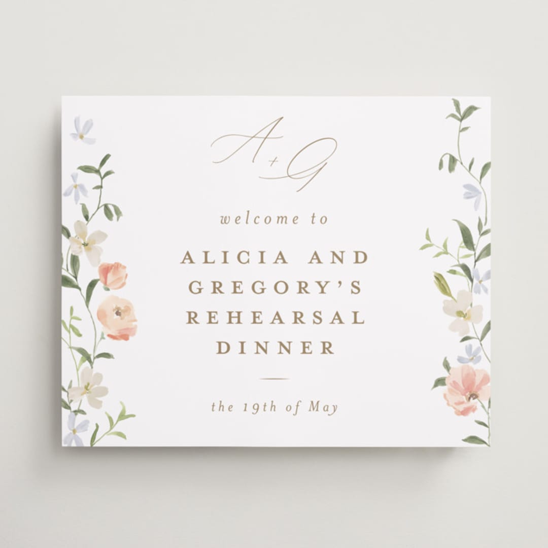 "Garden View" - Wedding Party Signs in Peach by Everett Paper Goods - Front