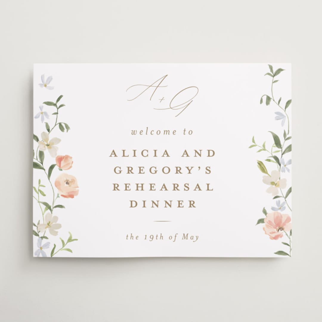 "Garden View" - Wedding Party Signs in Peach by Everett Paper Goods - Front