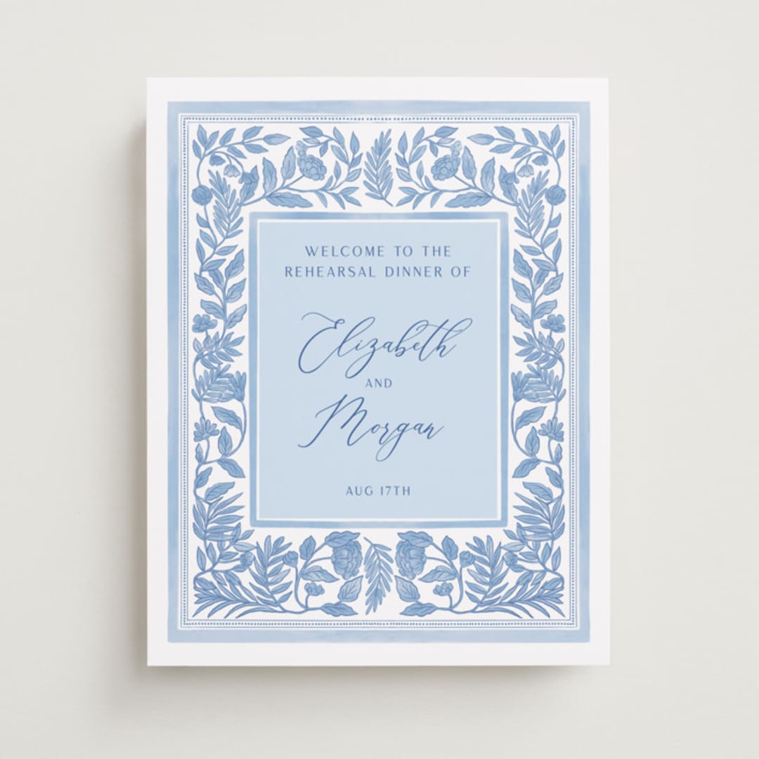"Porcelain Floral" - Wedding Party Signs in Porcelain by Elly - Front