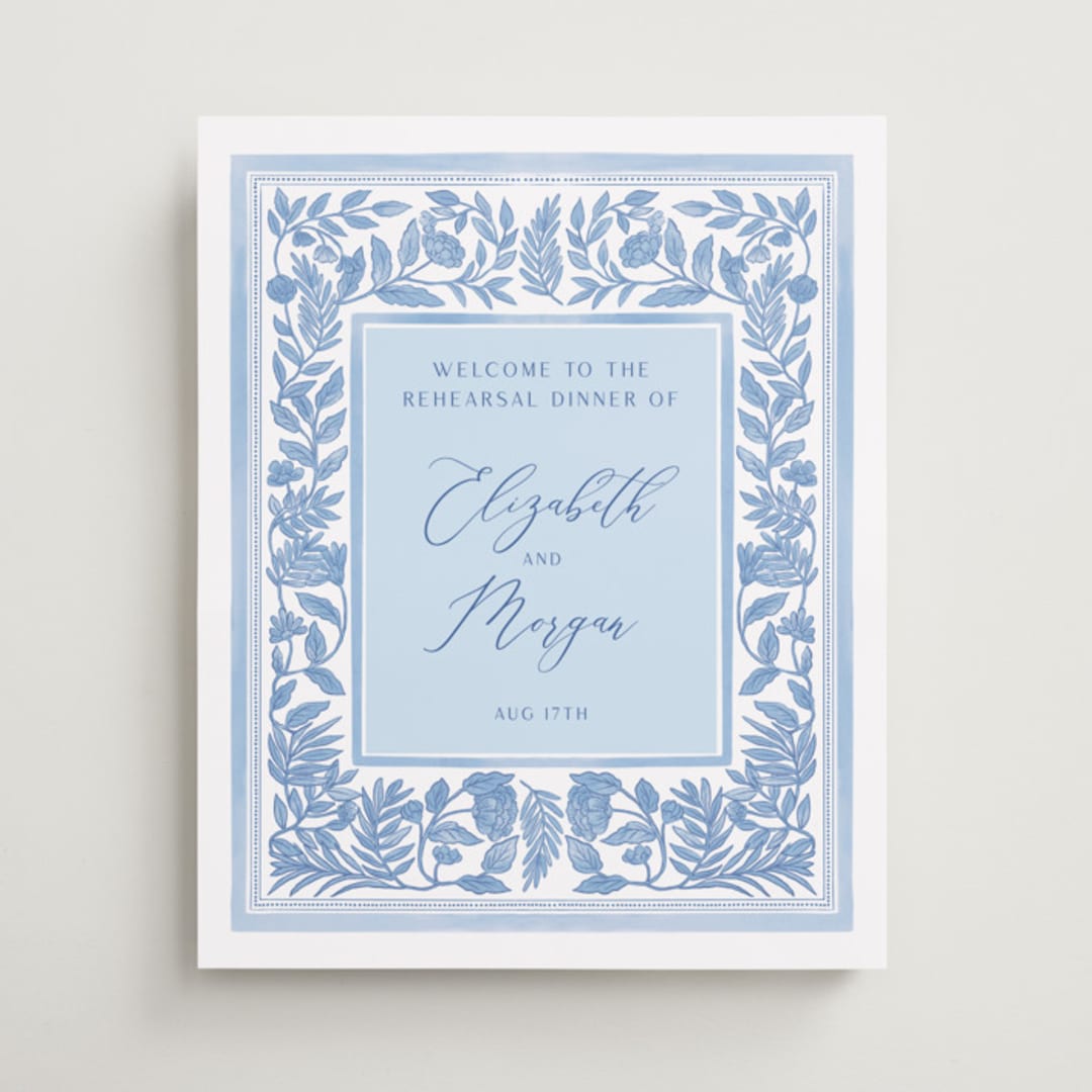 "Porcelain Floral" - Wedding Party Signs in Porcelain by Elly - Front
