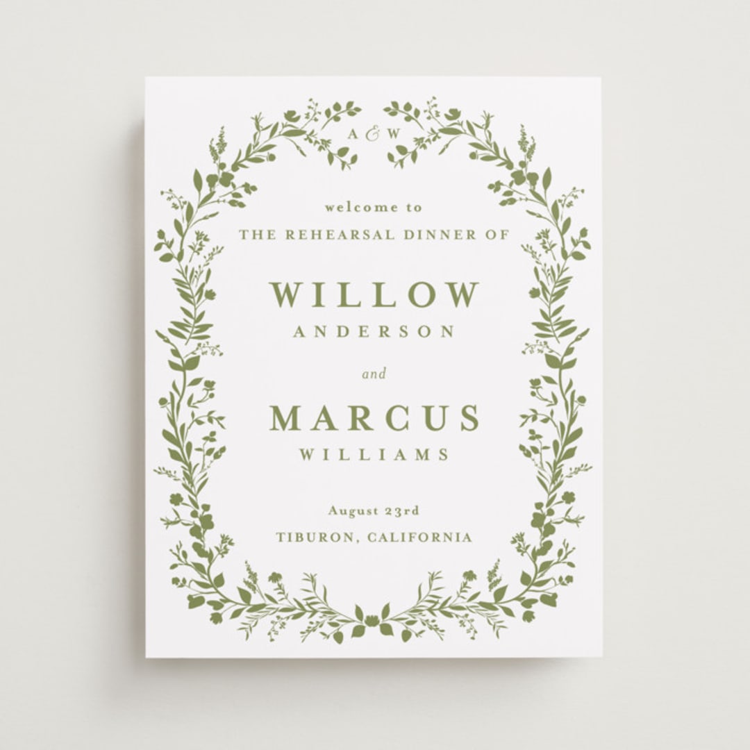 "Greenery Vine" - Wedding Party Signs in Pistachio by Susan Moyal - Front