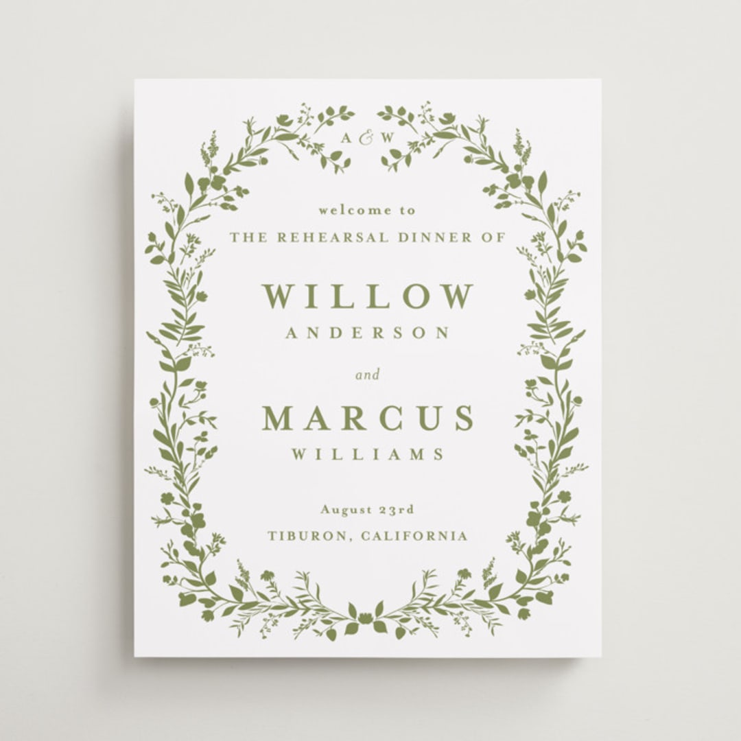 "Greenery Vine" - Wedding Party Signs in Pistachio by Susan Moyal - Front