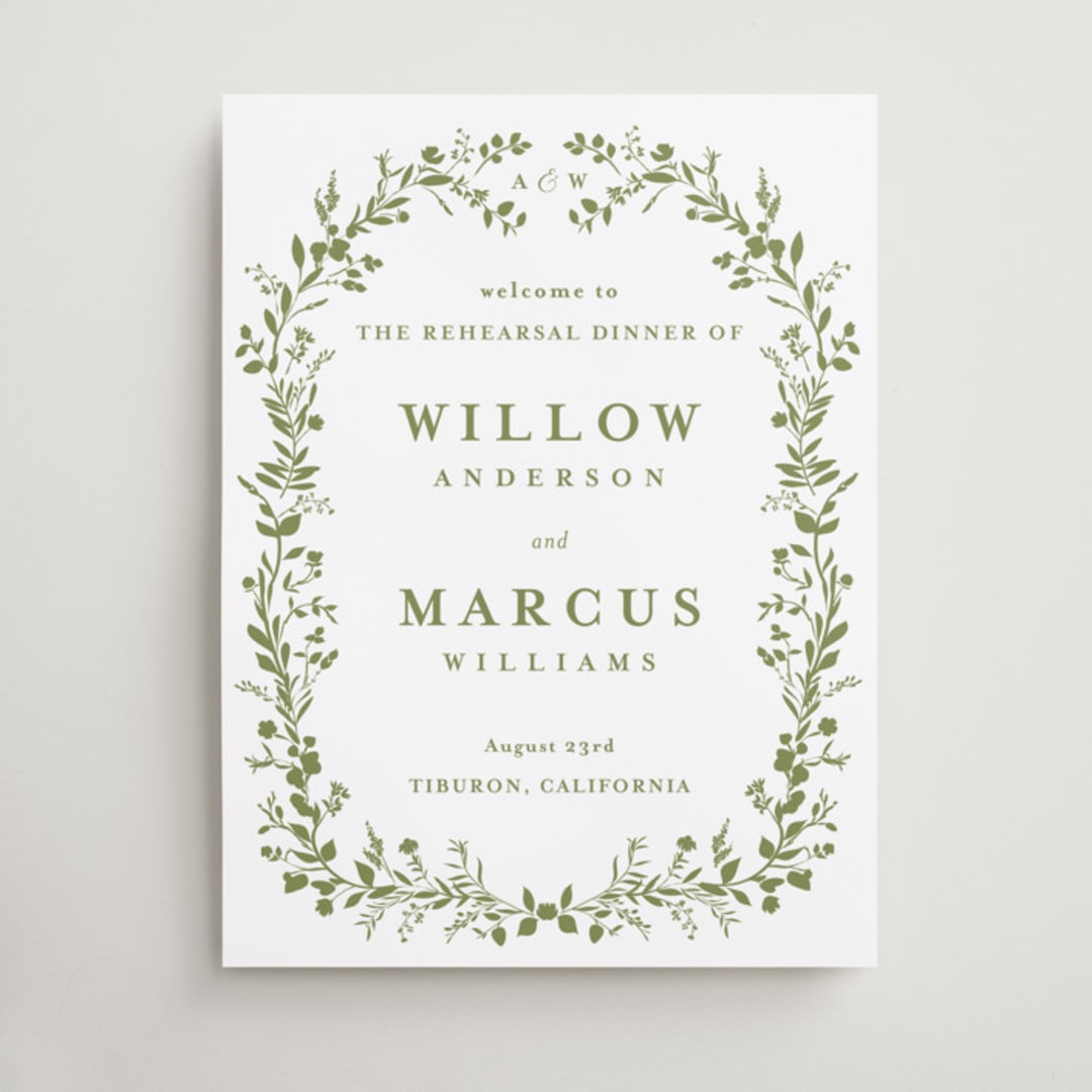 "Greenery Vine" - Wedding Party Signs in Pistachio by Susan Moyal - Front