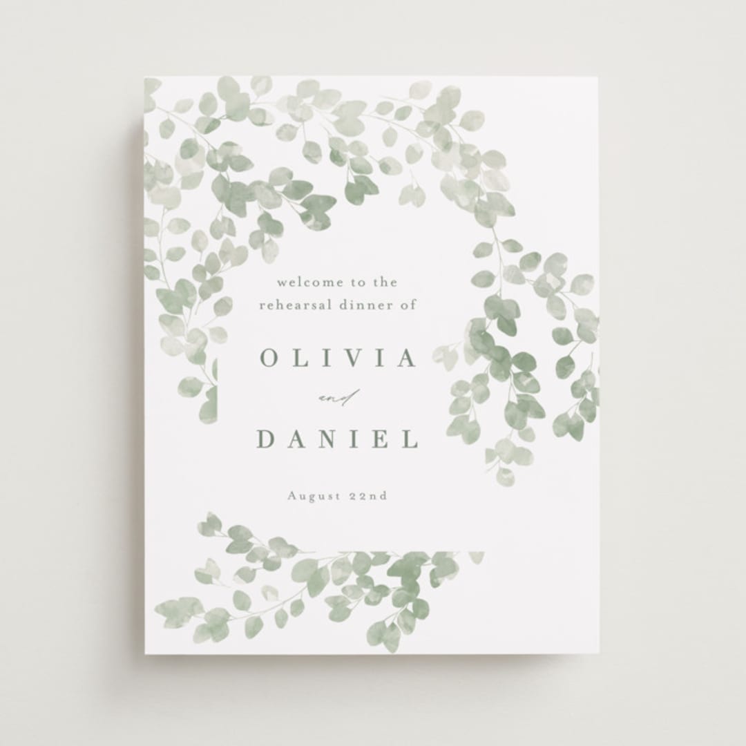 "Vining" - Wedding Party Signs in Eucalyptus by Kristie Kern - Front