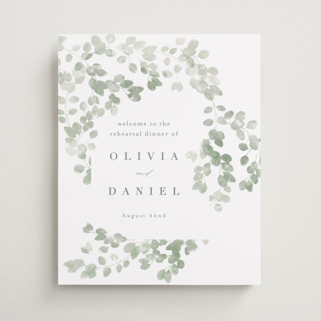 "Vining" - Wedding Party Signs in Eucalyptus by Kristie Kern - Front